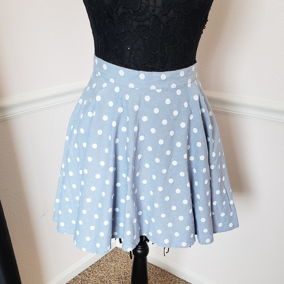 Derek Heart Dresses & Skirts - Derek Heart Denim Polka Dot Mini Skirt